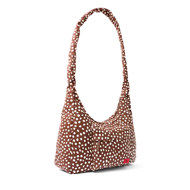 Roka London Belsize Medium skulderveske brown spot bomull