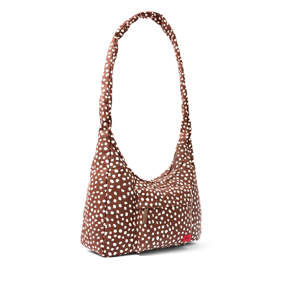 Roka London Belsize Medium skulderveske brown spot bomull