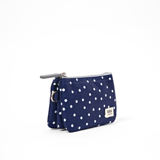 Roka London Carnaby lommebok navy polka dot small
