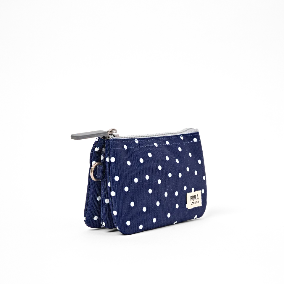 Roka London Carnaby lommebok navy polka dot small