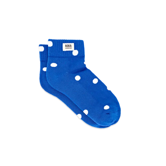 Roka London Wembley ankelsokker Malibu Blue Dot 36–42