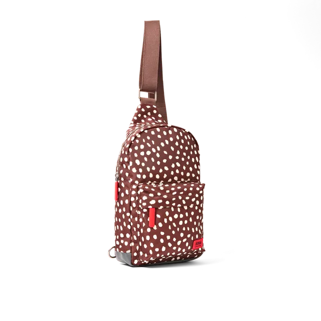 Roka London Willesden B skulderveske large brown dot
