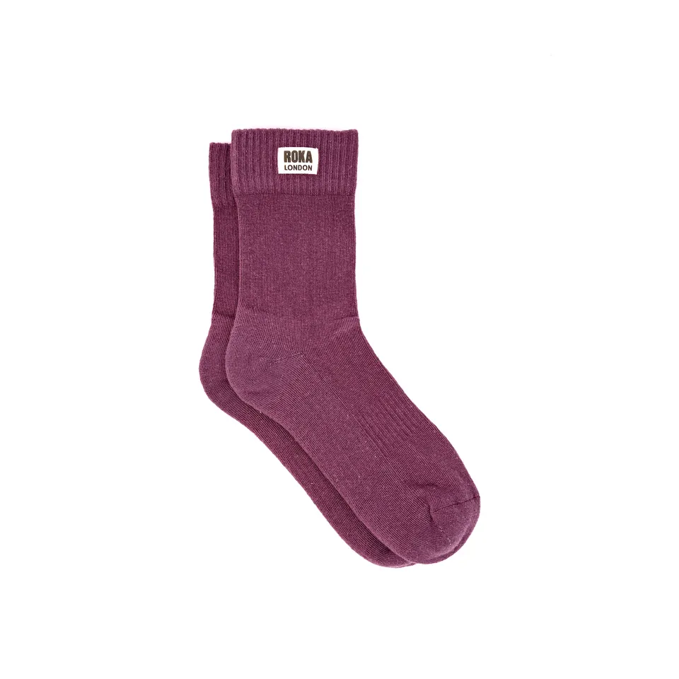 Roka London Wimbledon crew sokker berry 36–42 økologisk bomull