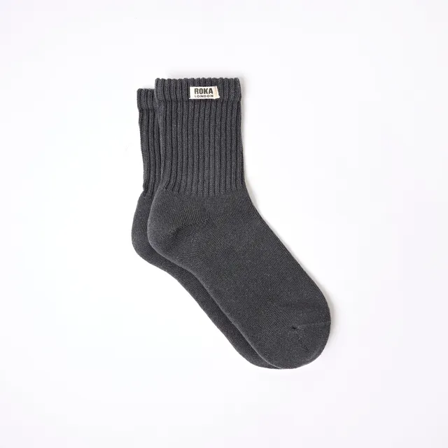 Roka London Windsor sokker Faded Black økologisk bomull