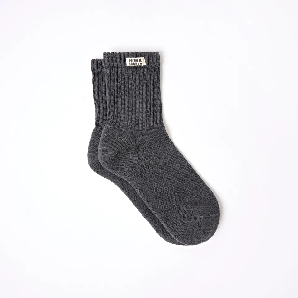 Roka London Windsor sokker Faded Black økologisk bomull