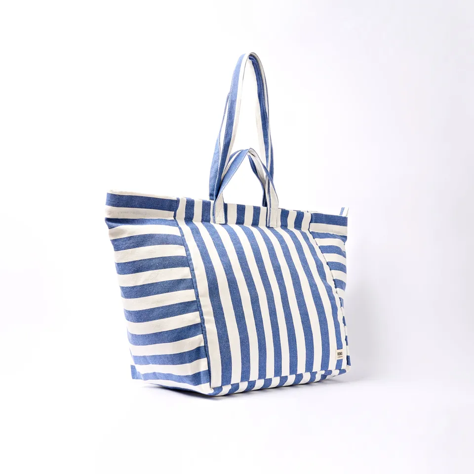Roka London Marylebone tote large denim stripe 43 liter