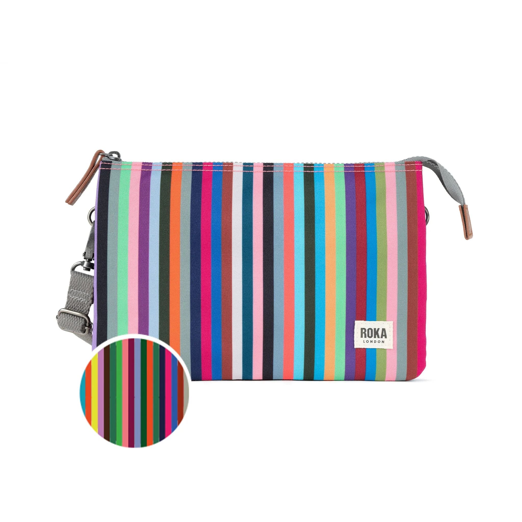 Roka London Carnaby XL crossbodyveske Multi Stripe resirkulert
