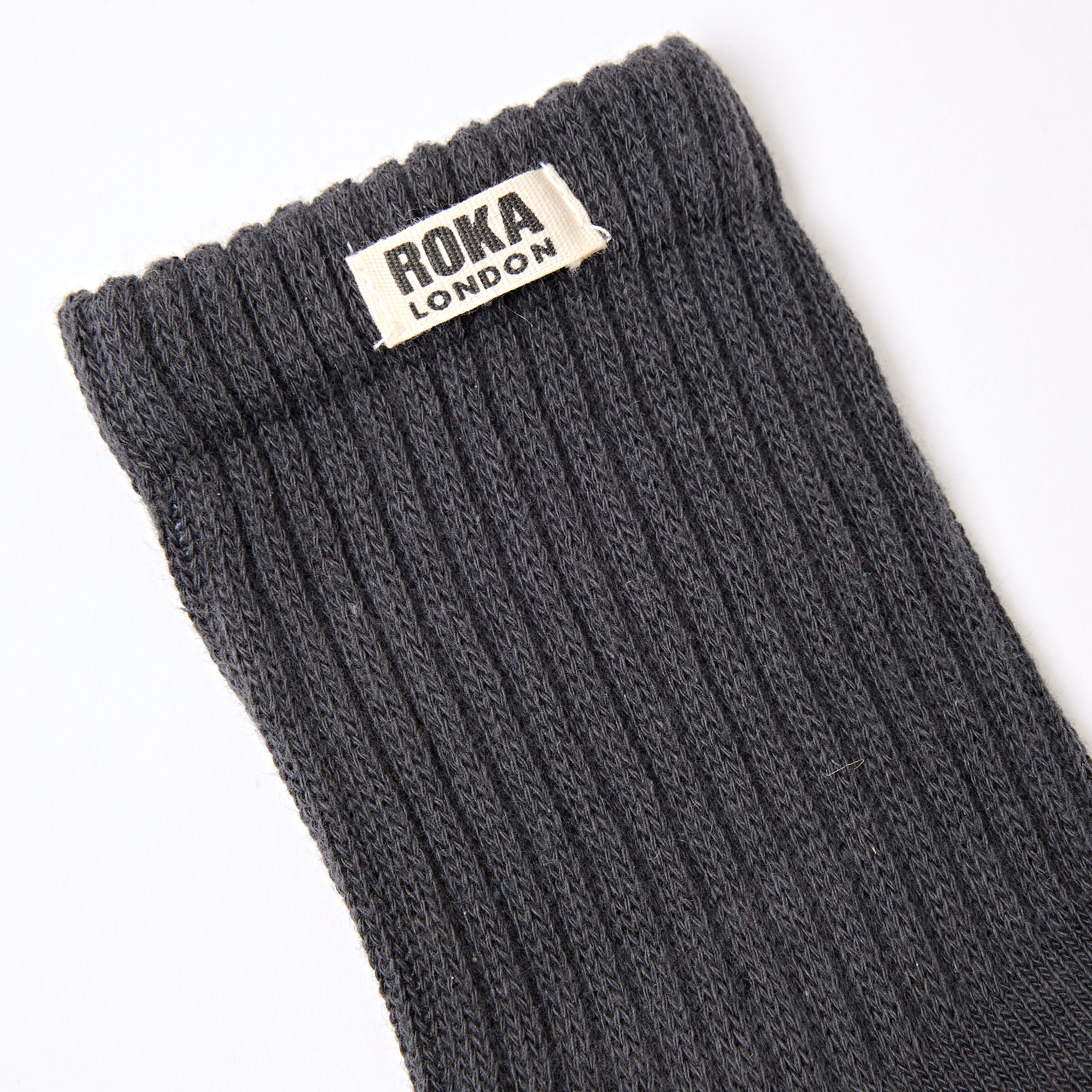 Roka London Windsor sokker faded black økologisk bomull