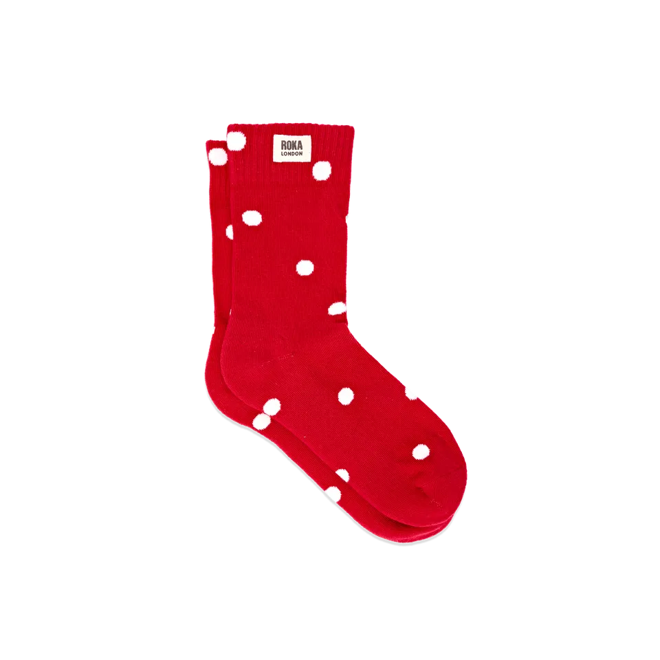 Roka London Wimbledon Crew sokker Scarlet Dot dame organic cotton