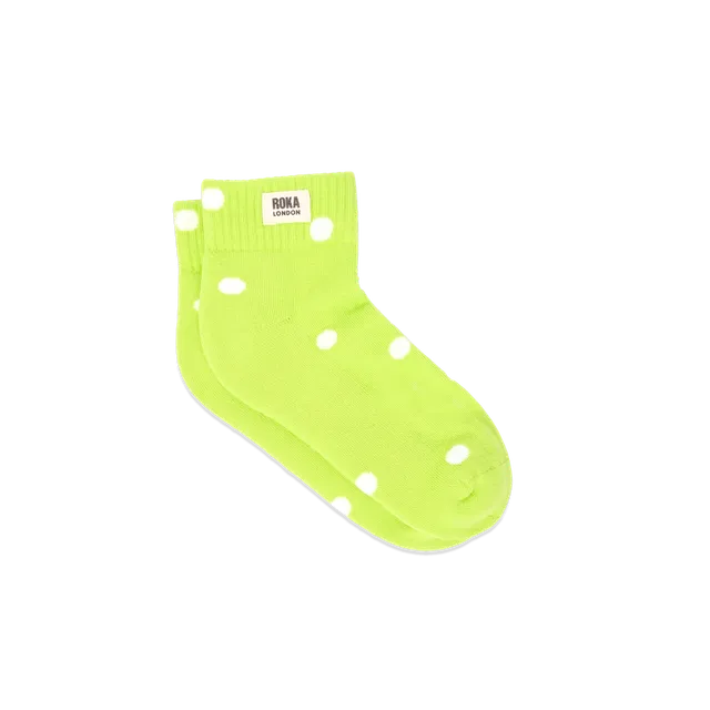 Roka London Wembley ankelsokker lime dot dame UK 3-8
