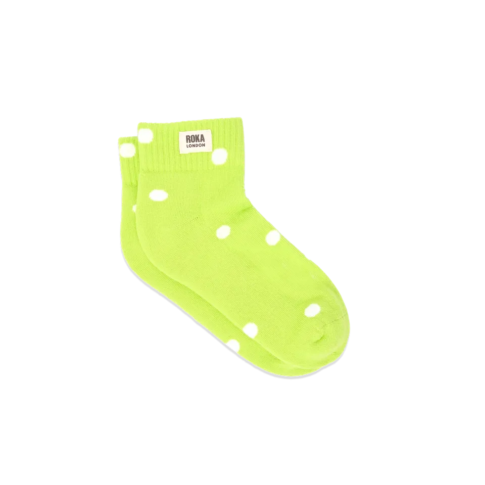 Roka London Wembley ankelsokker lime dot dame UK 3-8