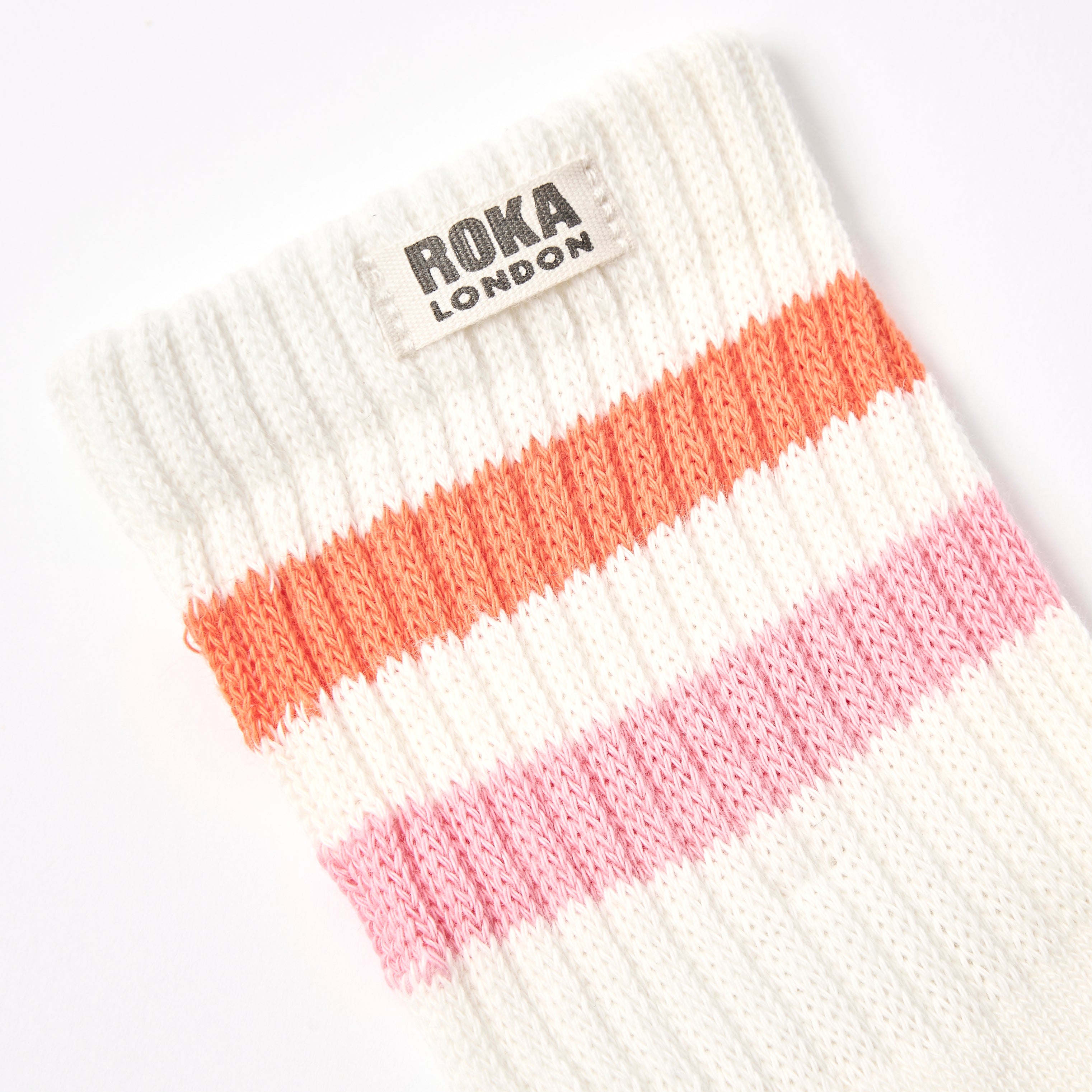 Roka London Windsor Stripe sokker mandarin rosa dame 36-42