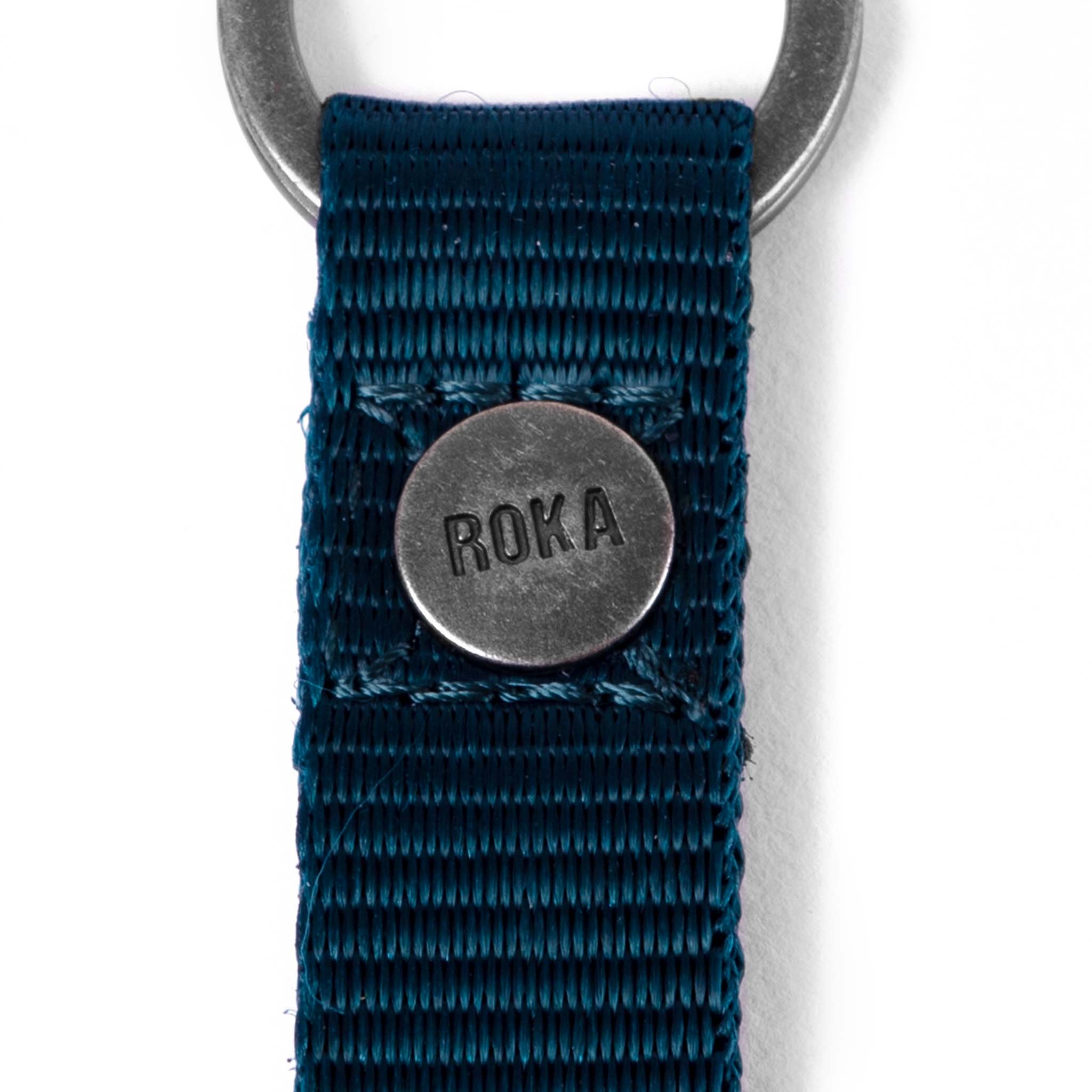 Roka London Portland nøkkelring teal resirkulert canvas