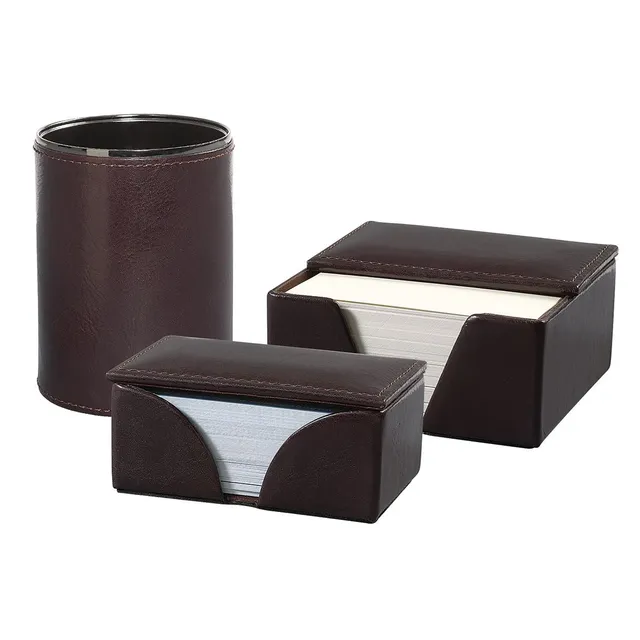 Shugon Leather Desk sett mørkebrun skinn