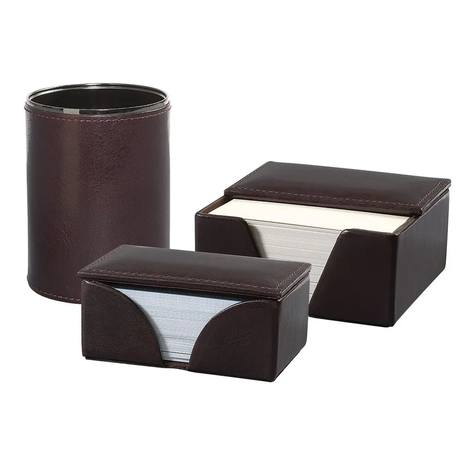 Shugon Leather Desk sett mørkebrun skinn