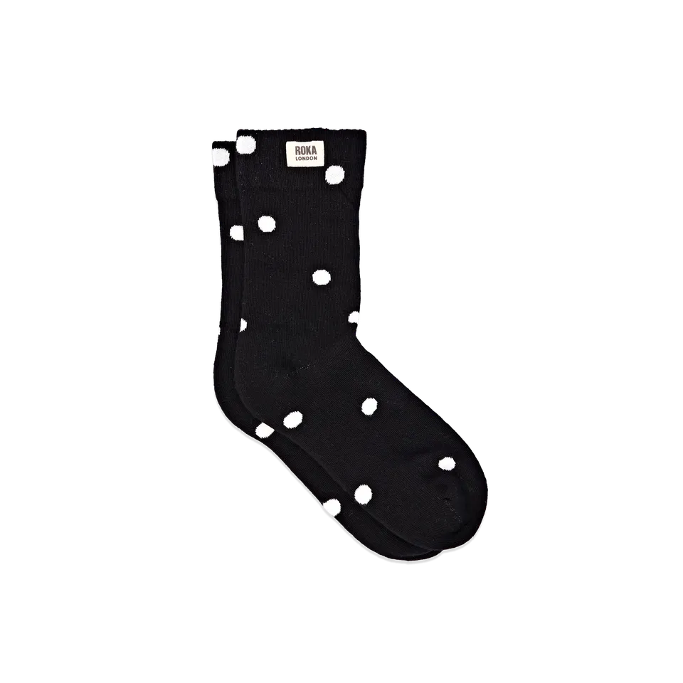 Roka London Wimbledon crewsokker Black Dot økologisk bomull
