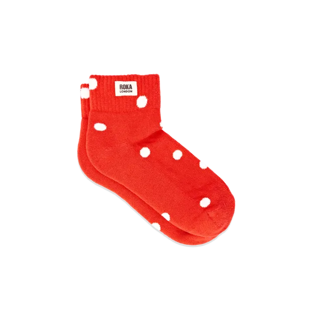 Roka London Wembley ankelsokker dame Spicy Orange Dot bomull