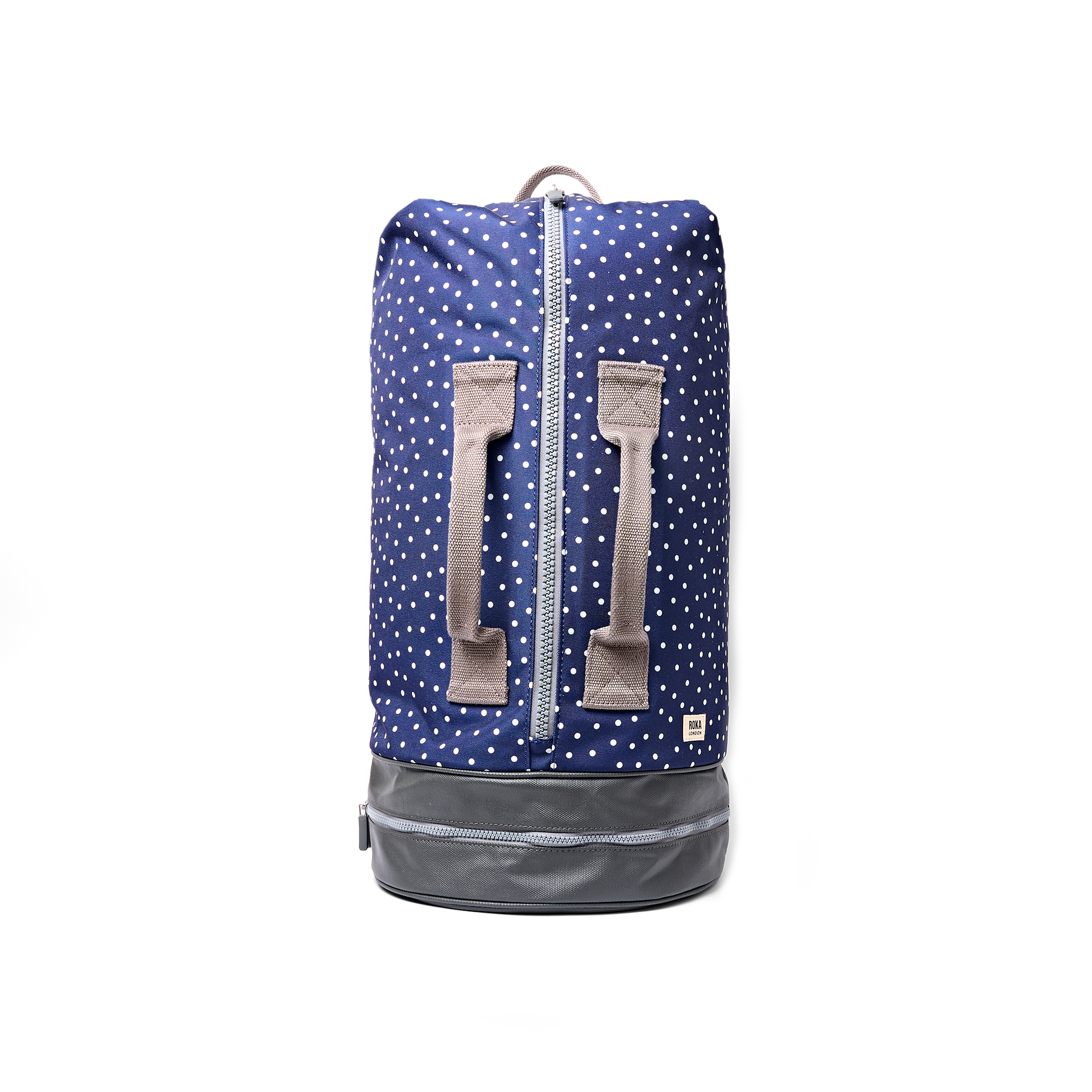 Roka London Heathrow duffelbag large navy polka dot med skolom