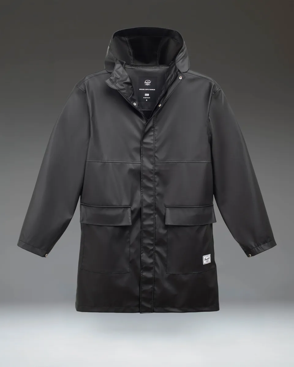 Herschel Classic Long regnjakke herre svart vindtett
