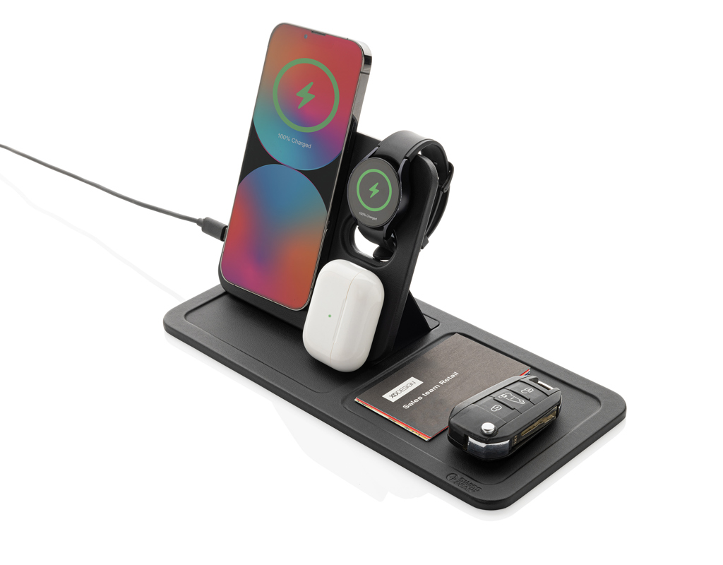 Swiss Peak 3-i-1 trådløs lader svart 15W magnetisk