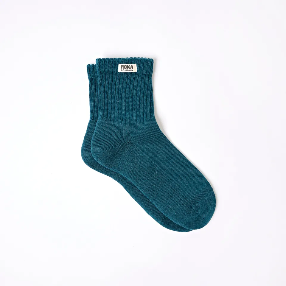 Roka London Windsor sokker teal økologisk bomull