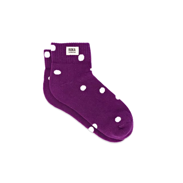 Roka London Wembley ankesokker purple dot 36-42 prikkete