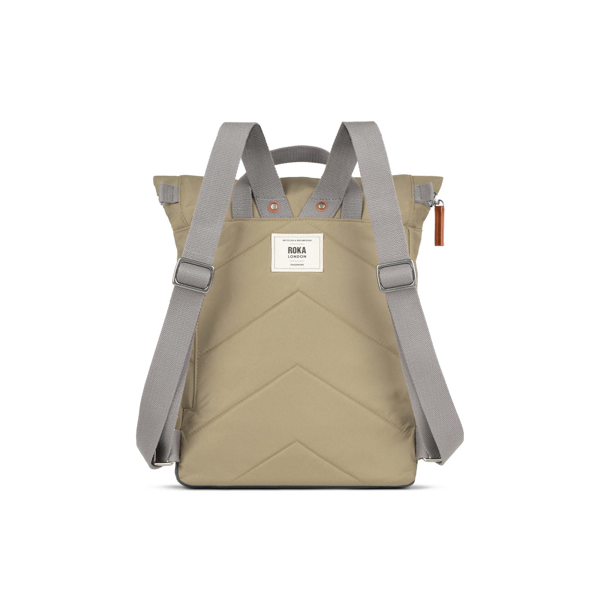 Roka London Canfield Roll Top ryggsekk taupe Medium 16,4 liter