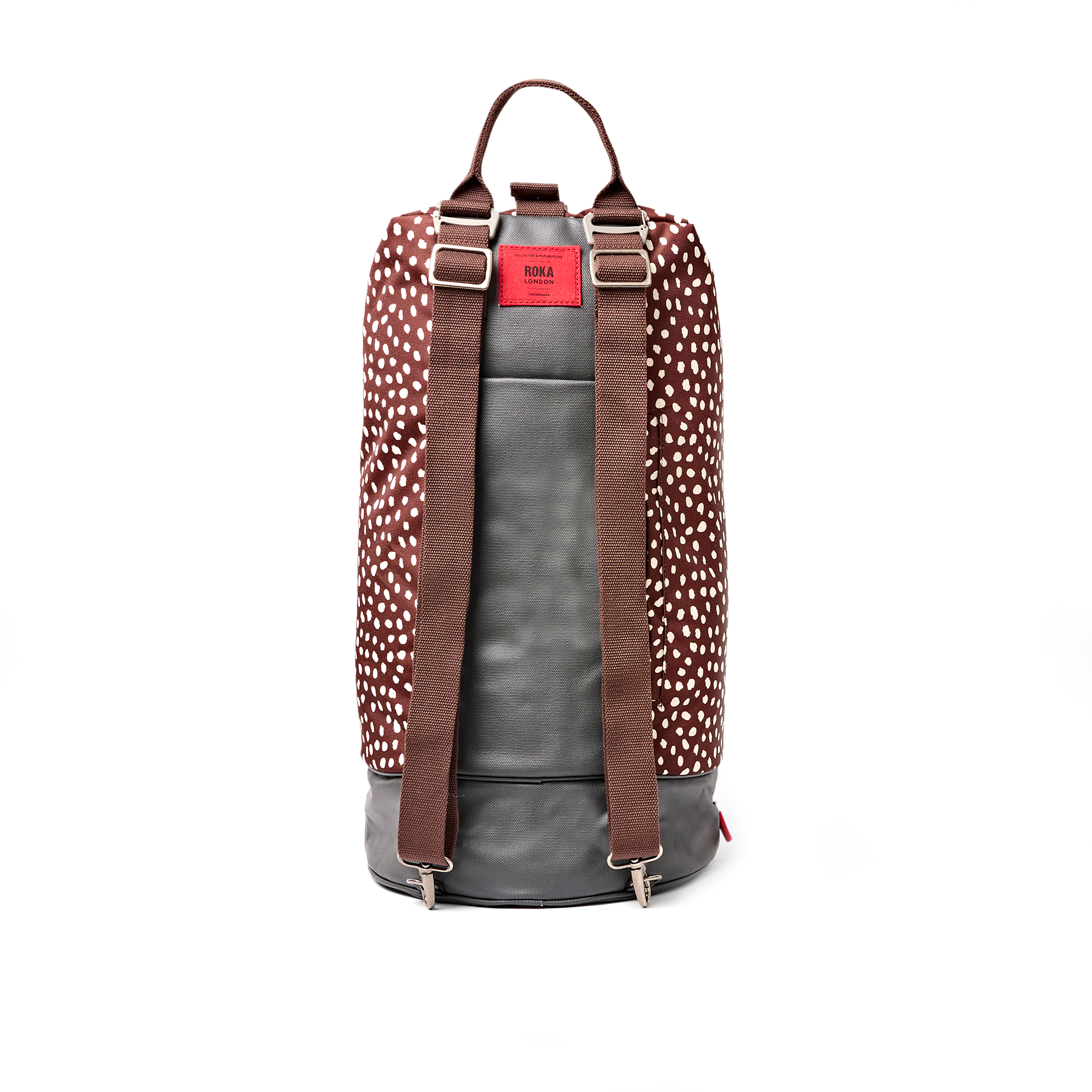 Roka London Heathrow duffelv bag brun prikker Large 50 liter