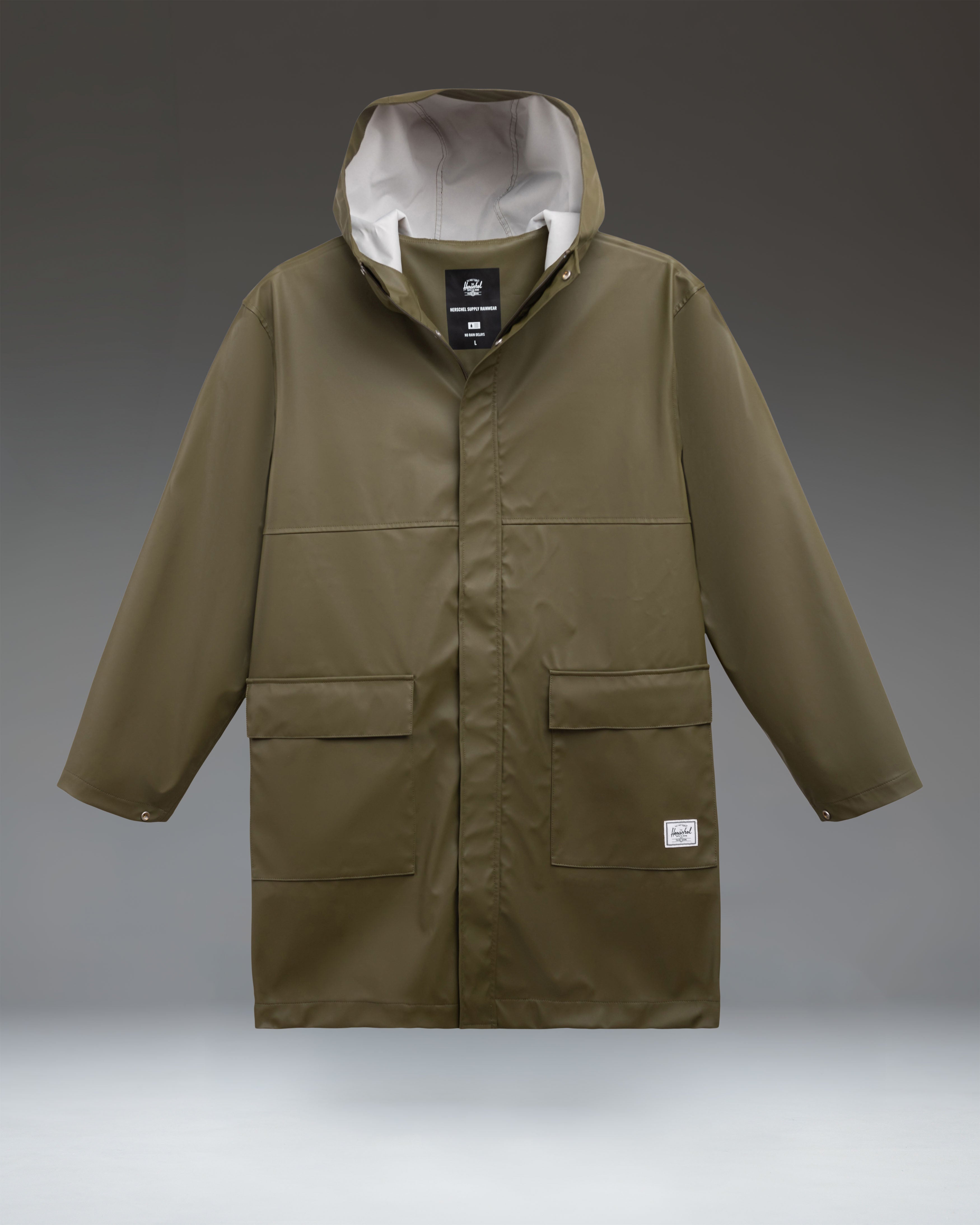 Herschel Classic Long regnjakke herre svart vindtett