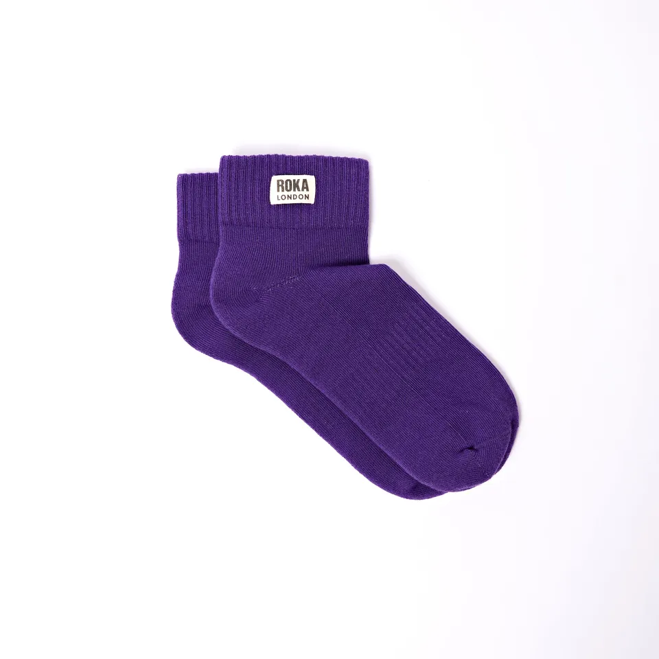 Roka London Wembley ankelsokker Purple 36–42 økologisk bomull