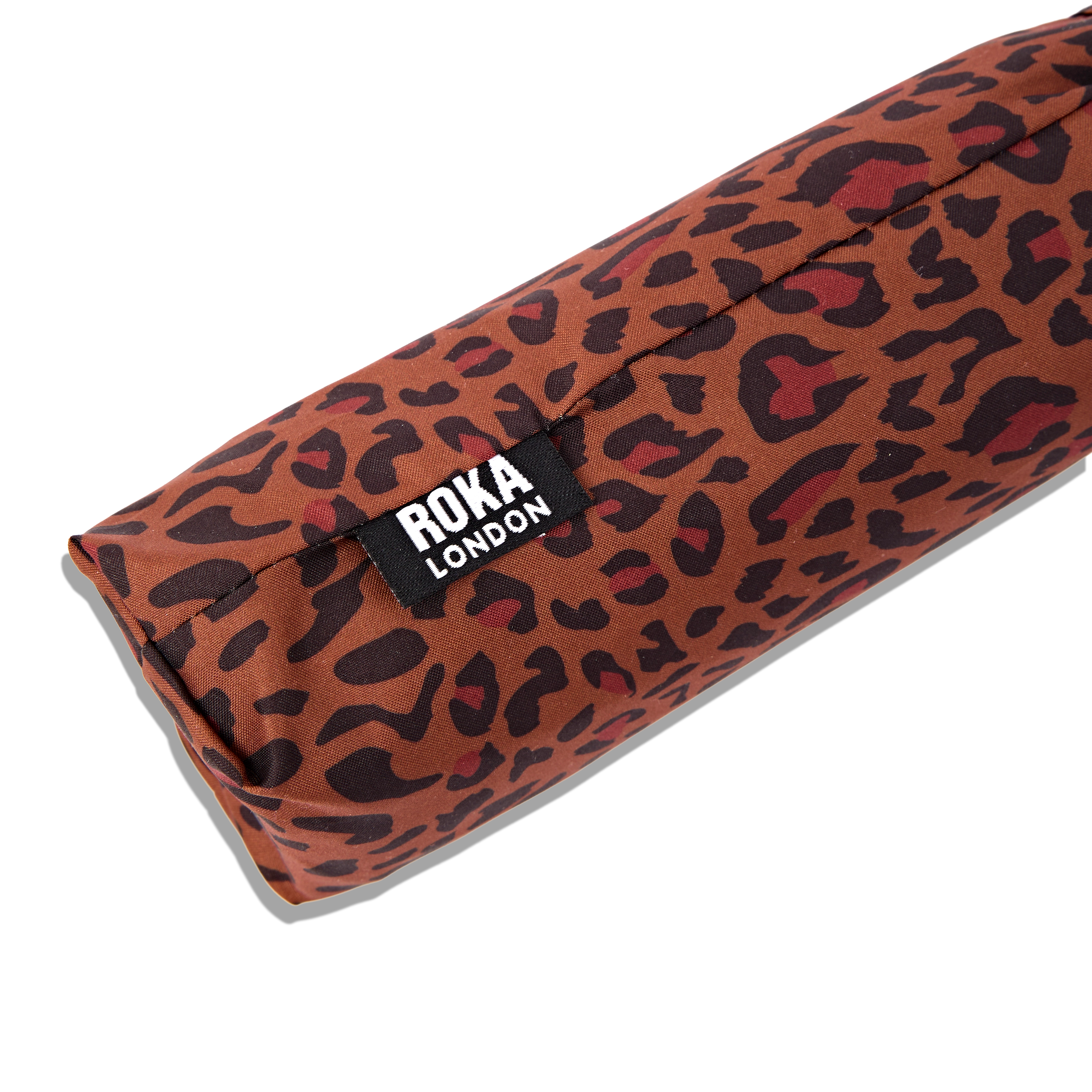 Roka London Waterloo paraply brown mini leopard Medium
