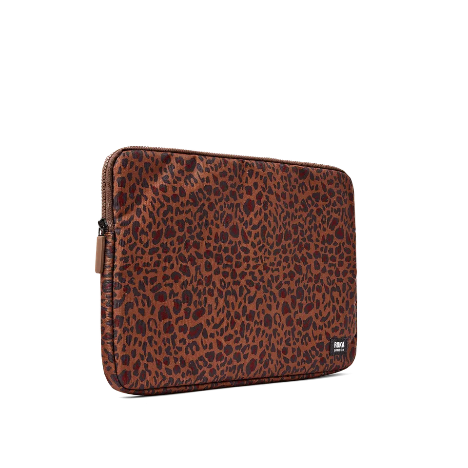 Roka London Brick Lane laptopmappe Mini Leopard 14" 2,2 liter