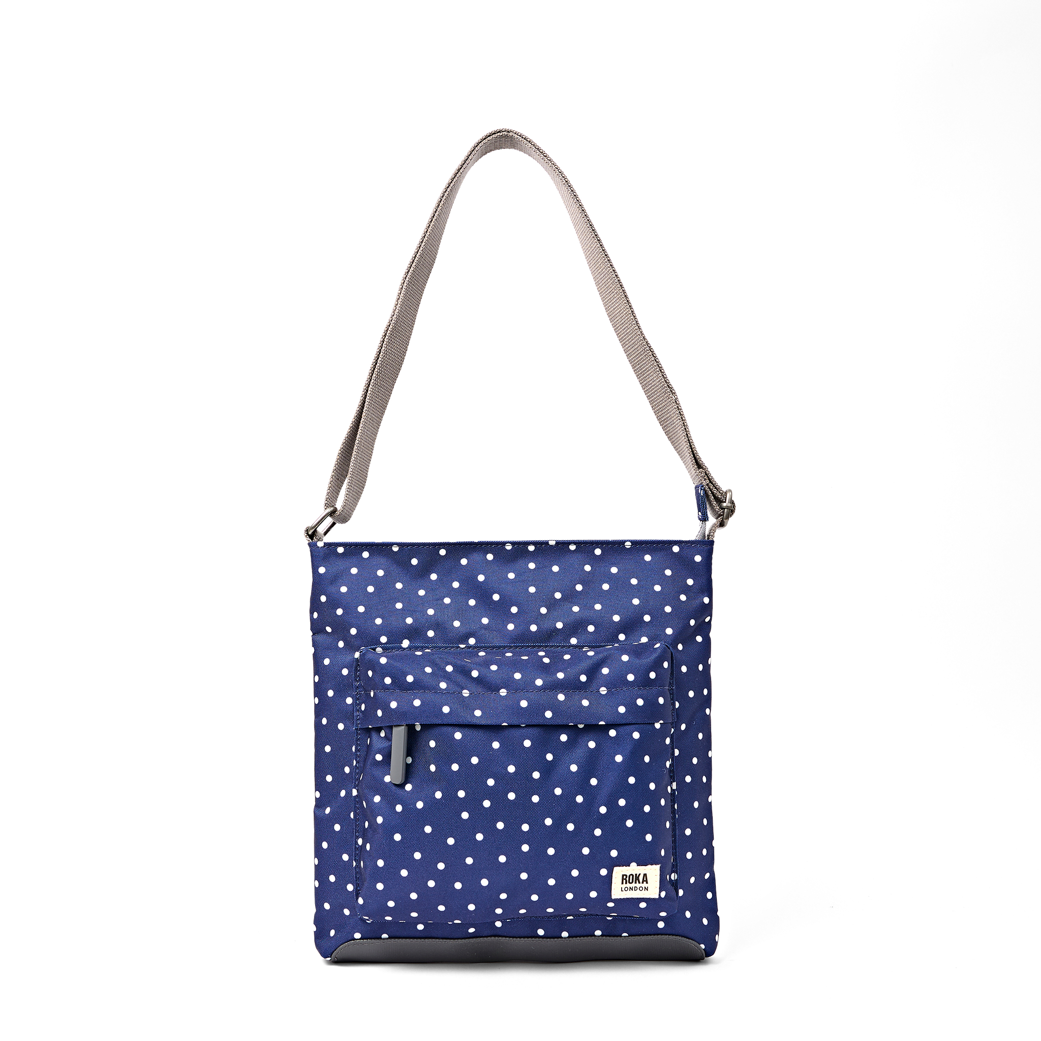 Roka London Kennington skulderveske navy polka dot