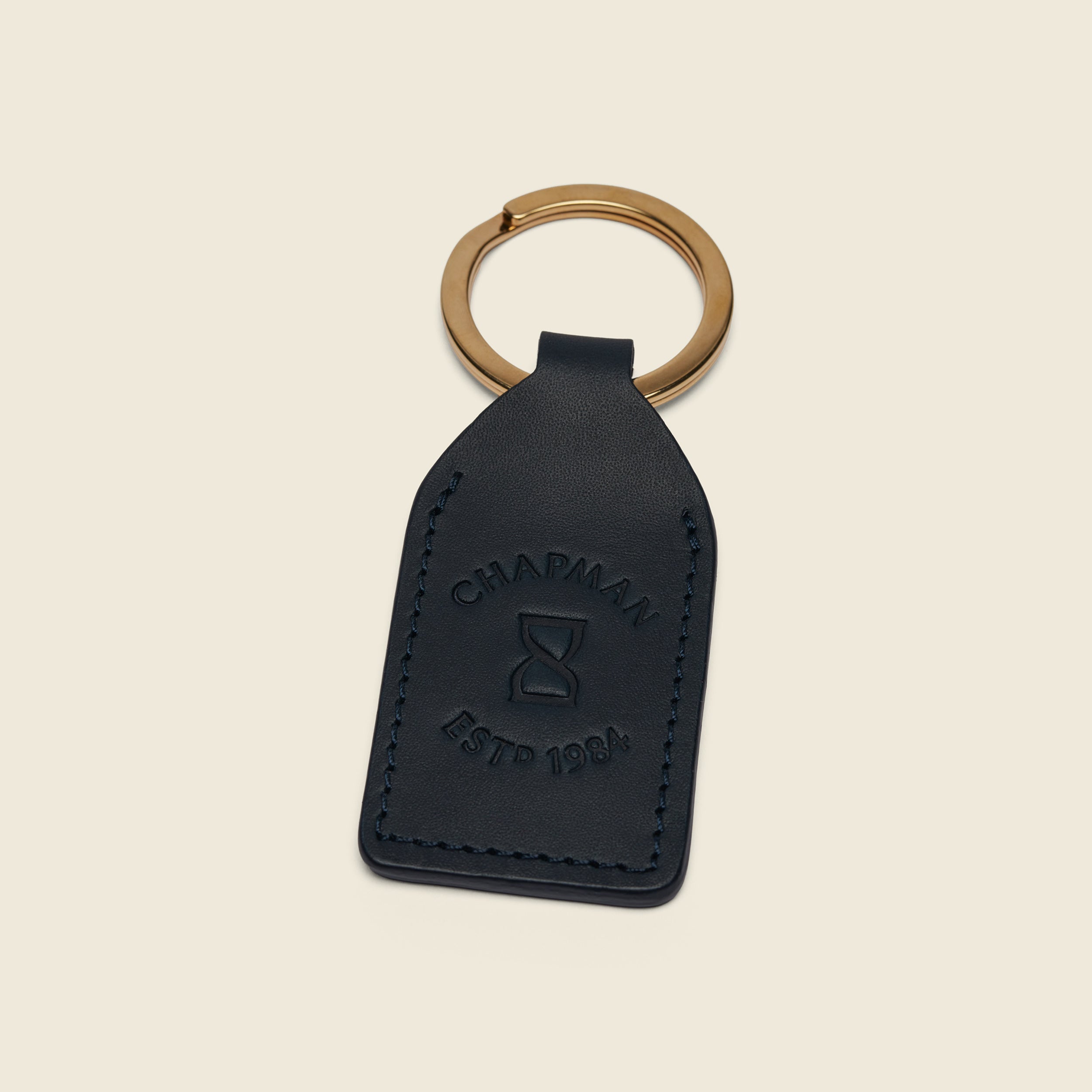 Chapman Keyring nøkkelring skinn svart messing