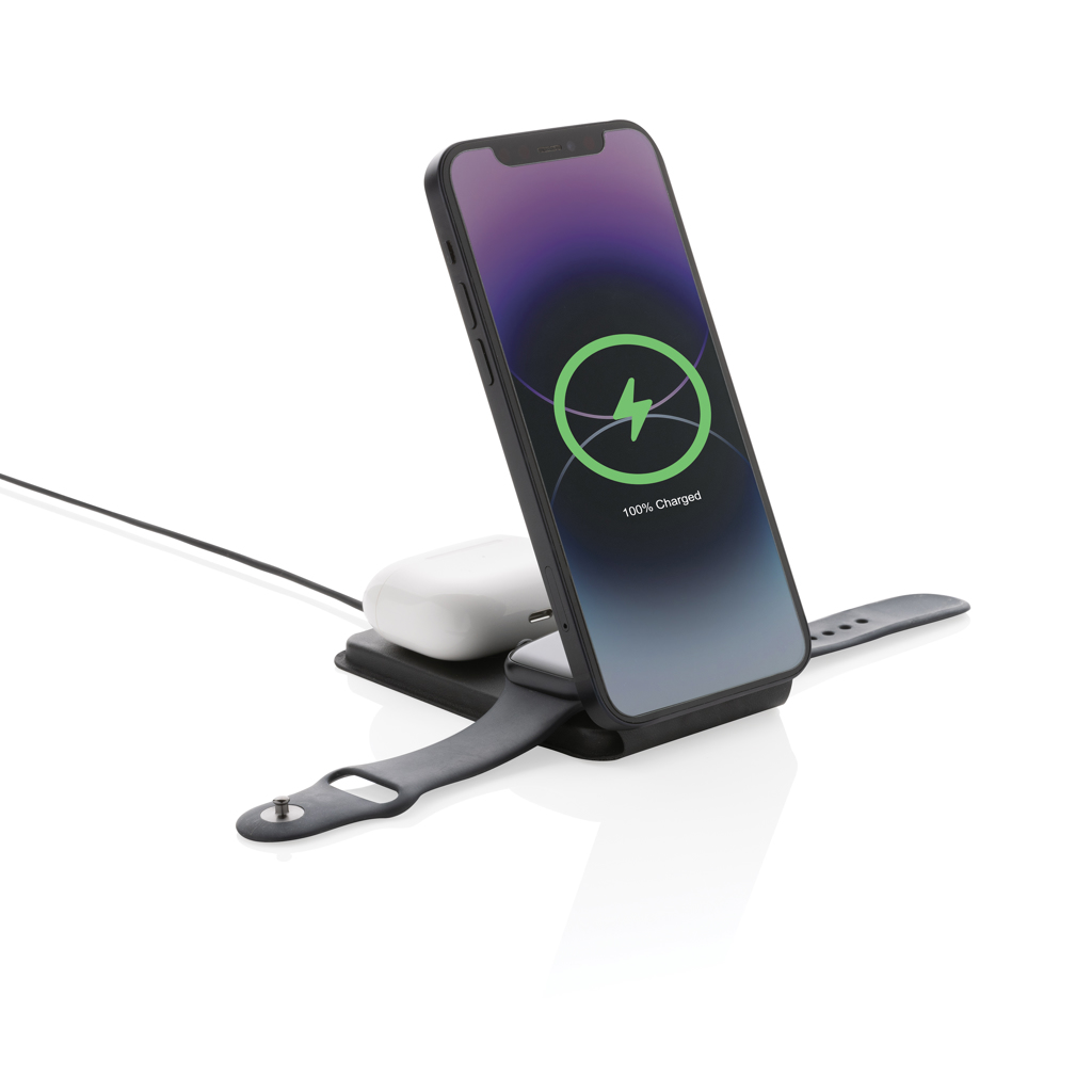 Swiss Peak 15W 3-i-1 magnetisk trådløs lader svart