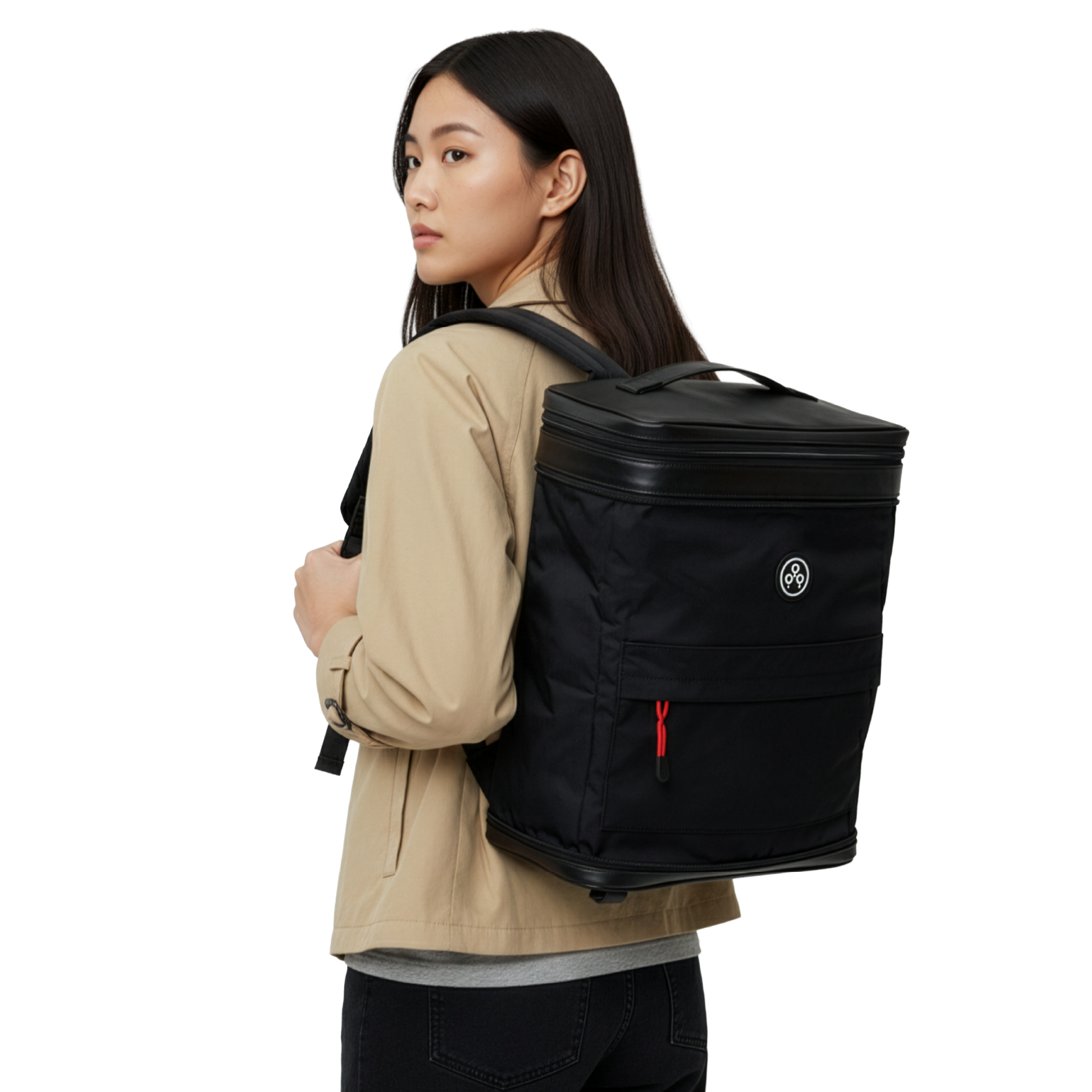 KIWEE Sandwich ryggsekk svart 15L utvidbar laptop