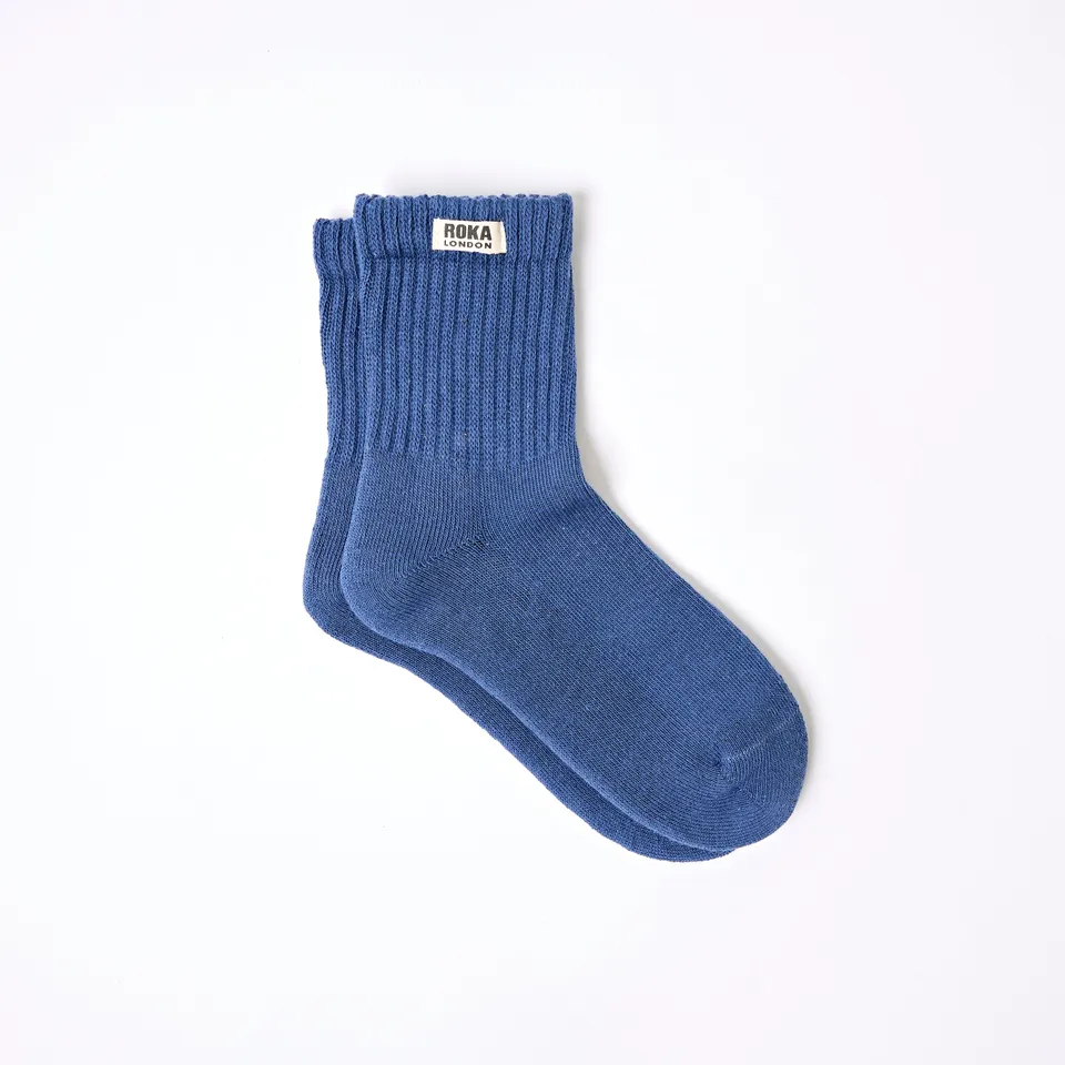 Roka London Windsor crewsokker herre coastal blue bomull
