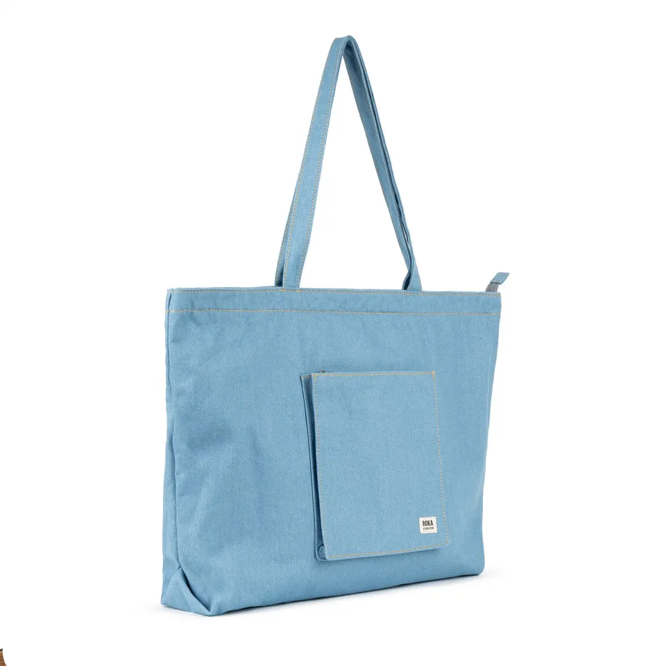 Roka London Portobello Large tote light wash denim 19L