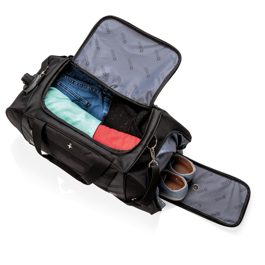 Swiss Peak weekendbag sportbag svart med skofack