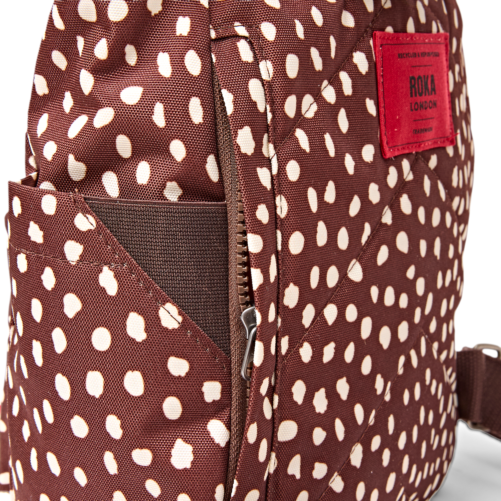 Roka London Canfield Roll Top ryggsekk small brown dot 9,8 liter