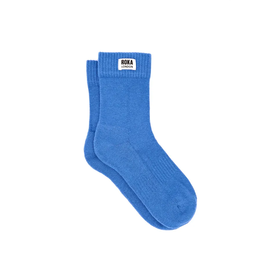 Roka London Wimbledon Crew sokker Malibu Blue økologisk bomull