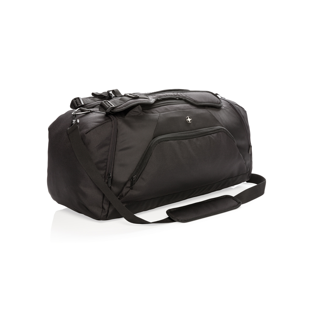 Swiss Peak RFID sportsduffel og ryggsekk svart 2-i-1