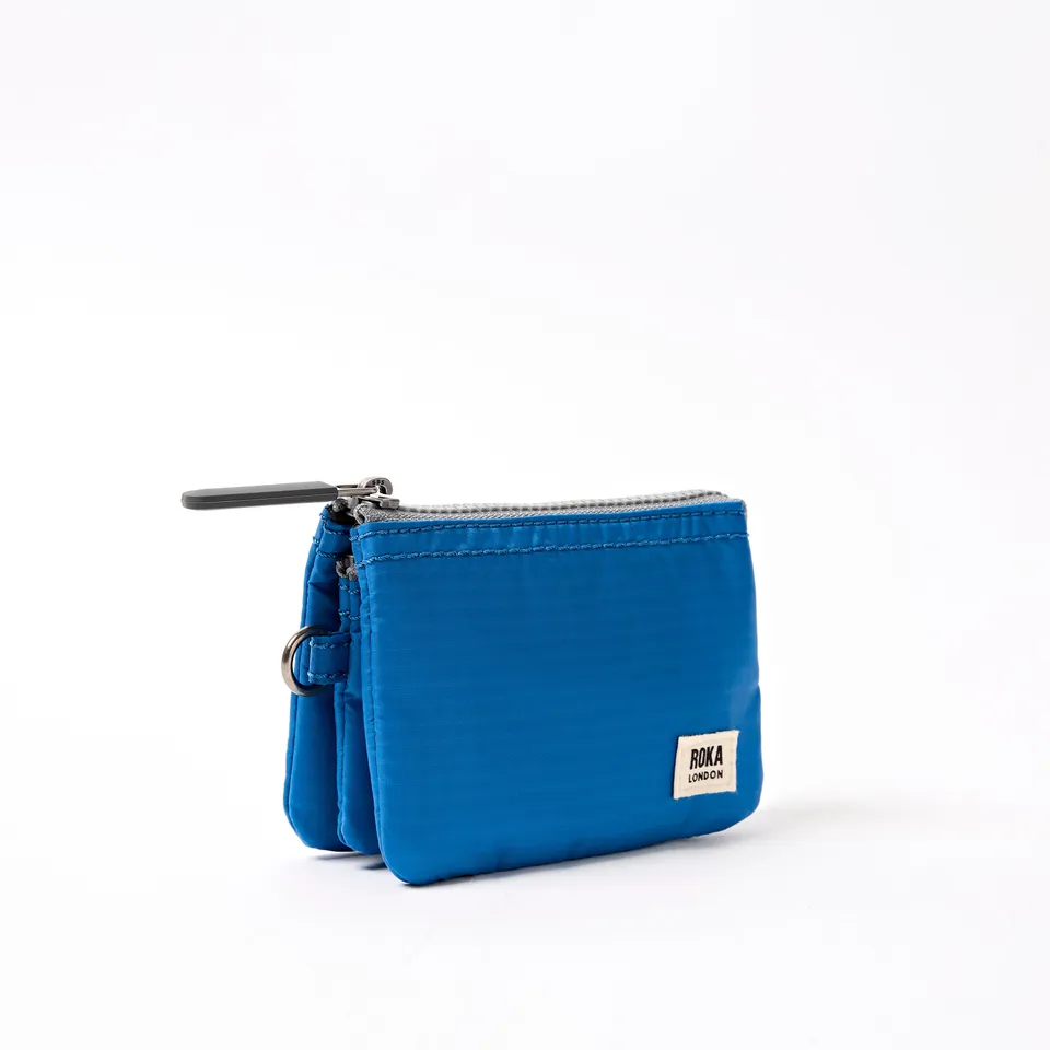 Roka London Carnaby lommebok malibu blue small 0,2 liter glidelås