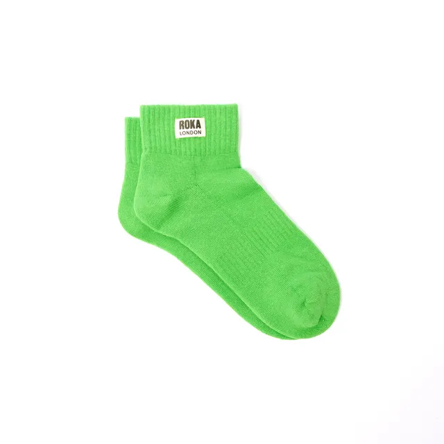 Roka London Wembley ankelsokker lime dame 36-42 bomull