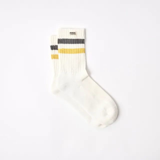 Roka London Windsor Stripe Crew sokker faded black økologisk