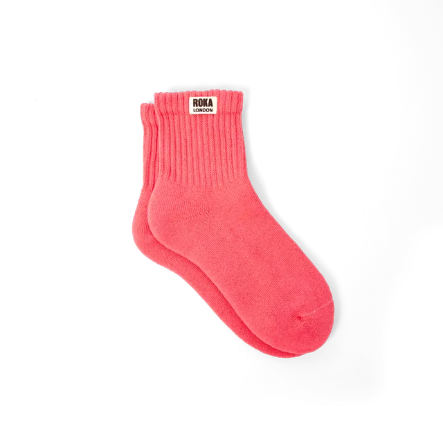 Roka London Windsor crewsokker sugar coral 36–42 stripete