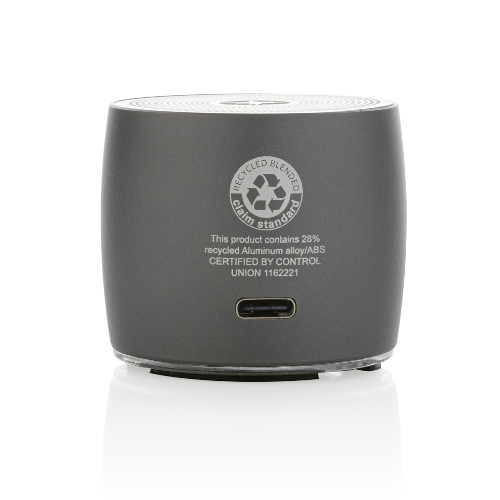 Swiss Peak 3W bluetooth høyttaler grå resirkulert aluminium
