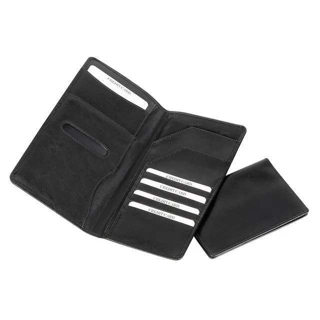 Shugon Travel Wallet reiselommebok svart skinn