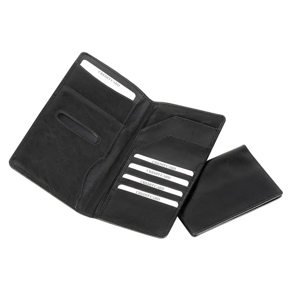 Shugon Travel Wallet reiselommebok svart skinn
