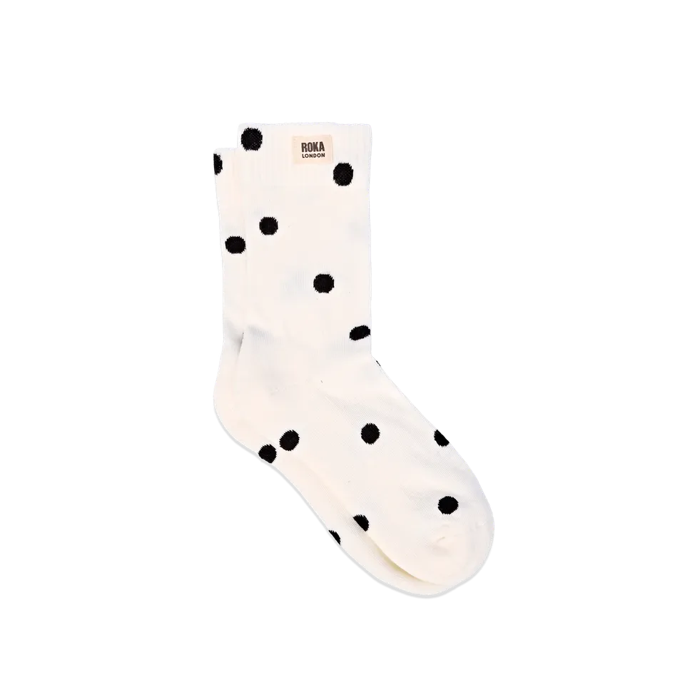 Roka London Wimbledon Crew sokker Marshmallow Dot økologisk bomull